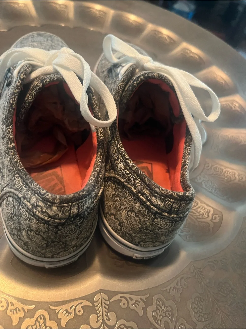 Vans Black & White Paisley Lace-Up Sneakers